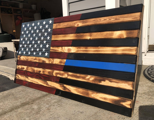 Half/Half Blue Line Flag RCM Woodcrafts 