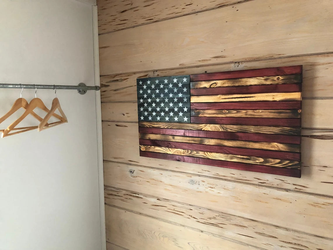 LARGE (19"x36") Classic American Flag RCM Woodcrafts 