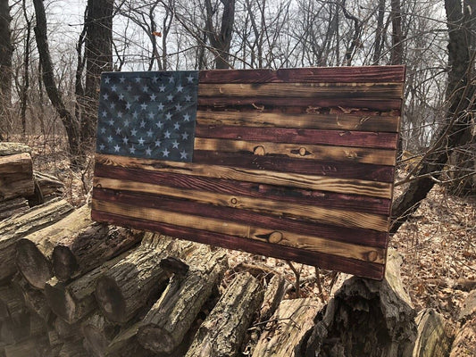 Large (19"x36") Distressed Flag RCM Woodcrafts 