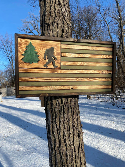 MEDIUM (13”x25”) Sasquatch Flag RCM Woodcrafts 