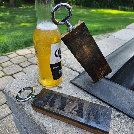 Whiskey Barrel Bottle Opener RCM Woodcrafts 