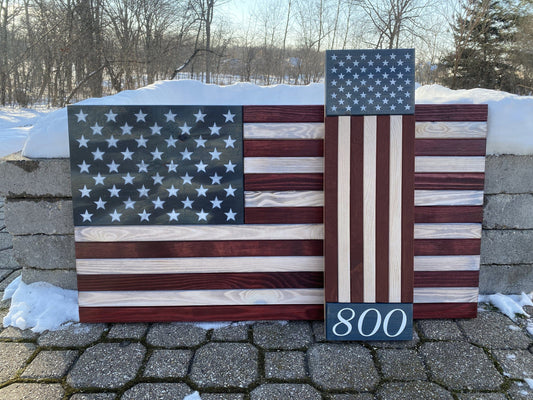 White Washed Flag & Address Sign Bundle RCM Woodcrafts 